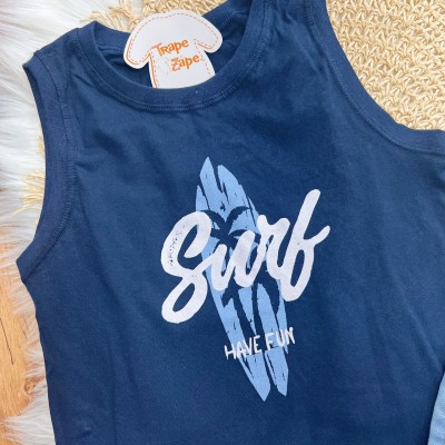 Conj. Regata Surf e Bermuda em Táctel - Marinho e Azul Claro